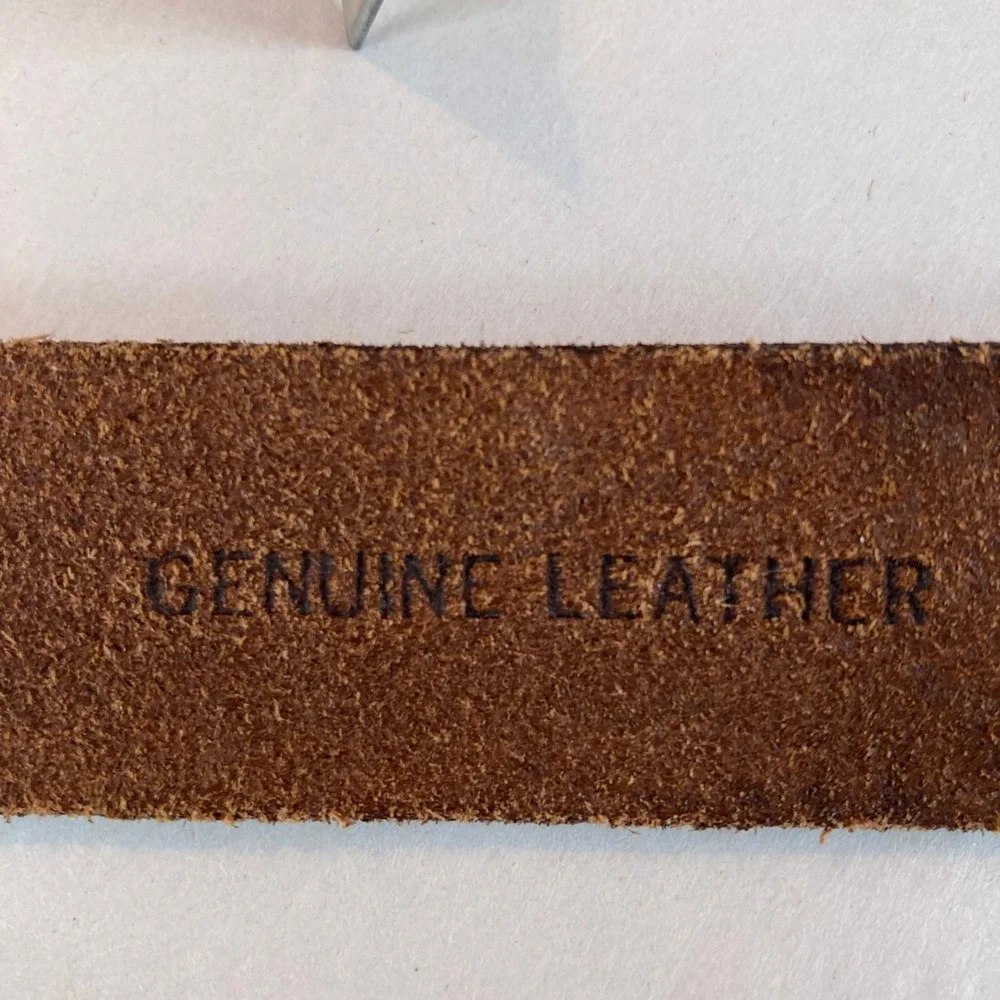 Amanda Smith Brown Genuine Leather Belt Braided Woven Silver Tone Buckle‎ Size L